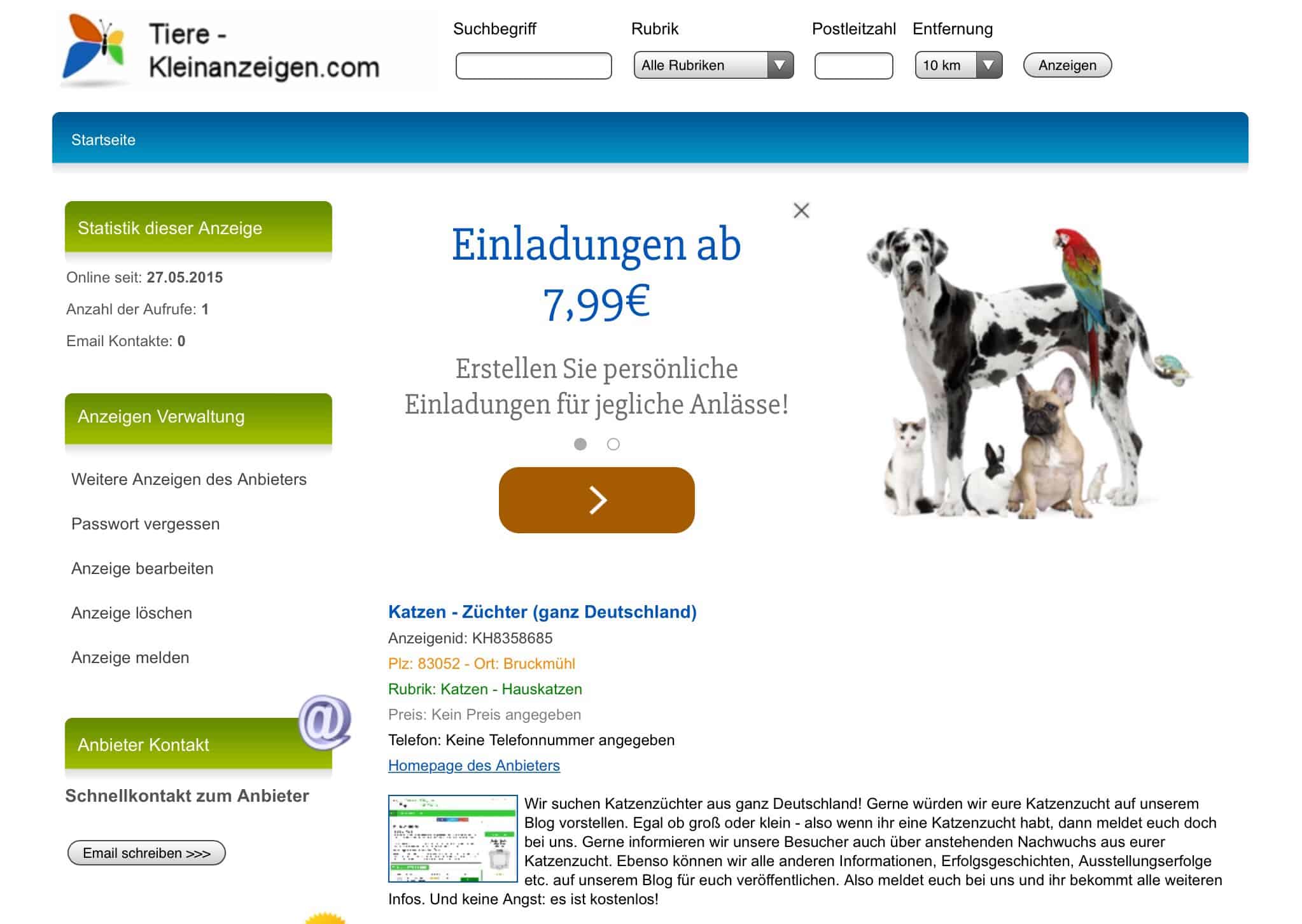 tiere-kleinanzeigen.com kostenlose Kleinanzeigen